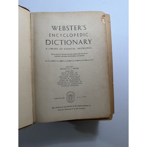 RARE Websters Encyclopedic Dictionary Hardcover 1944 Consolidated Book VTG - Picture 2 of 16